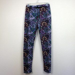 Just Cozy Purple Paisley Fleece Lined Leggings Size M/L